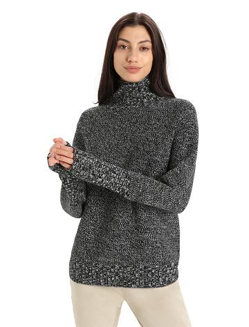 Black / Snow Icebreaker Merino Seevista Funnel Neck Women's Sweaters | AU 1627QMAZ